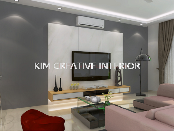 Living TV Wall Panelling & Console Eco Majestic - Merrydale 3D Drawing Selangor, Malaysia, Kuala Lumpur (KL), Seri Kembangan Service | Kim Creative Interior Sdn Bhd