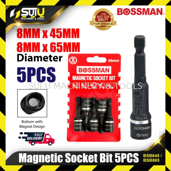 BOSSMAN BSB845 / BSB865 5PCS 8MM x 45MM/65MM Magnetic Socket Bit Socket / Ratchet / Drive Tool Hand Tool Kuala Lumpur (KL), Malaysia, Selangor, Setapak Supplier, Suppliers, Supply, Supplies | Sui U Machinery & Tools (M) Sdn Bhd