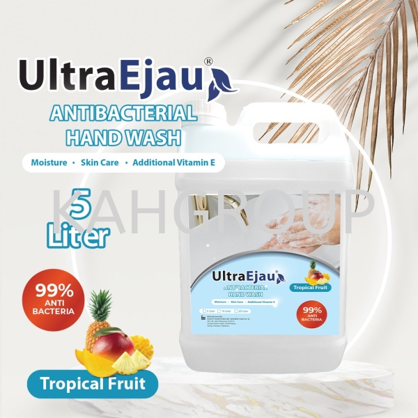 UltraEjau Anti Bacterial Hand Wash - Tropical Fruit @ Kill 99.9% Germs @ 5 Liter Industrial & Household Cleaning Products Selangor, Malaysia, Kuala Lumpur (KL), Johor Bahru (JB), Penang, Perak Supplier, Suppliers, Supply, Supplies | Kualiti Alam Hijau (M) Sdn Bhd