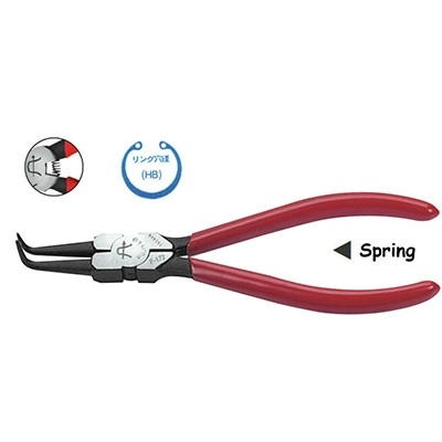 F172  Fujiya 5-1/2"/140mm Internal Circlip Pliers - Bent Nose