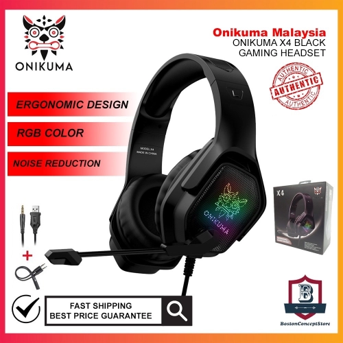 ONIKUMA X4 Black RGB Wired Gaming Headset Professional Headphone LED Light Headphone Noise Cancelling Gaming Headphone