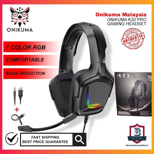 ONIKUMA K20 PS4 Gaming Headphones With Mic LED Light Over Ear Wired Headset for PC Game Online Class Headset Gaming
