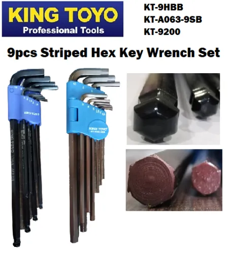 [LOCAL] KING TOYO 9PCS STRIPED HEX KEY WRENCH SET& HEX BALL EXTRA-LONG KEY SEY