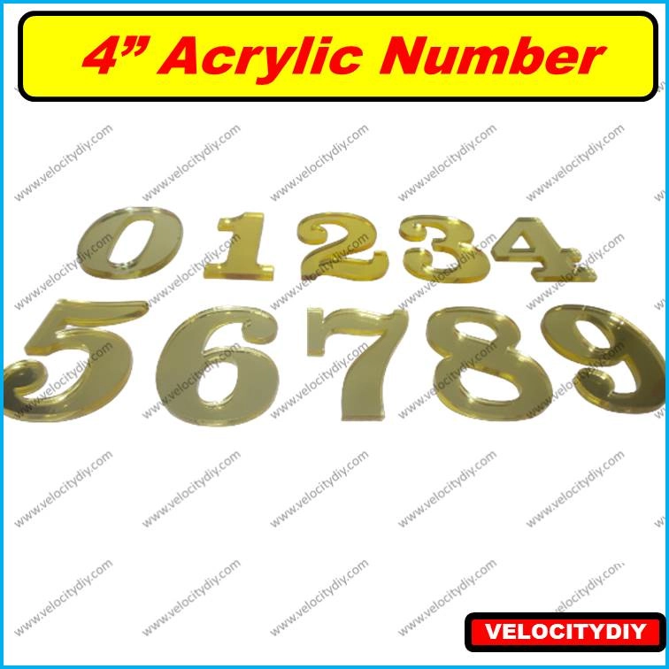 （门牌号码）4" Acrylic Golden Number Mailbox Signs Number Nombor Rumah Number Plate House Address Number