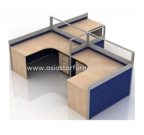 5 FEET CLUSTER OF 3 HALF GLASS CUBICLE WORKSTATION PARITION WITH MOBILE PEDESTAL DRAWER 3D - 3L7