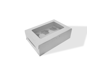 White 6pcs Cup Cake Box - 10pcs