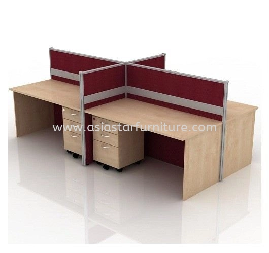 5 FEET CLUSTER OF 4 RECTANGULAR FULL BOARD CUBICLE WORKSTATION PARTITION WITH MOBILE PEDESTAL DRAWER 2D1F - 4L3