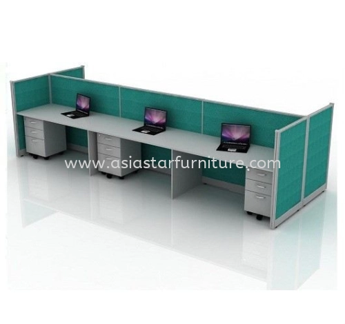 5 FEET CLUSTER OF 6 FULL BOARD CUBICLE WORKSTATION PARTITION WITH MOBILE PEDESTAL DRAWER 2D1F - 6L1