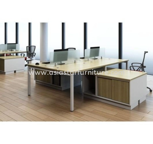 4 SEATER OPEN WORKSTATION WITH TEMPERED GLASS