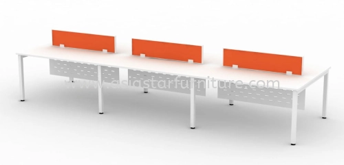 MUPHI 6 CLUSTER RECTANGULAR WORKSTATION WITH PARTITION DESKING PANEL - 6PM5