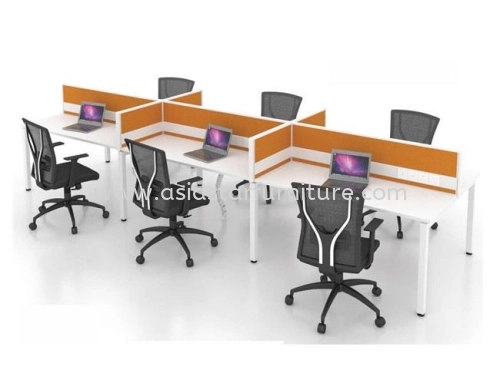 MUPHI 6 CLUSTER RECTANGULAR TABLE WORKSTATION WITH PARTITION DESKING PANEL - 6PM7