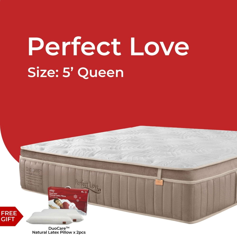  Goodnite Love Series 3 DuoCare Statfree Anti Static + IceSleep Cooling Perfect Love Dual Layer Pocket Spring Mattress (13 Inch) + Latex 5 Zone Pocket Spring Mattress