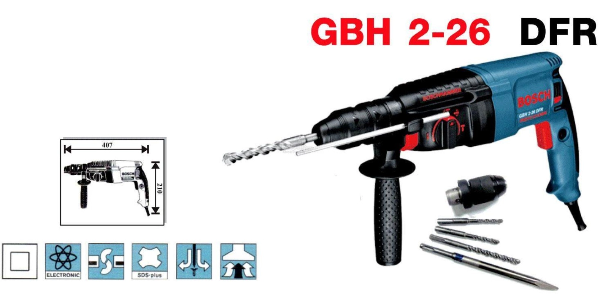 BOSCH GBH2-26DFR ROTARY HAMMER (SDS PLUS, 3 MODE, 800W)