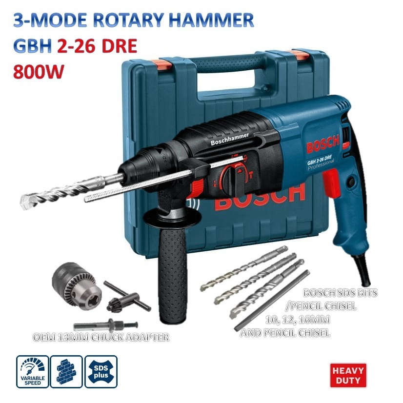 BOSCH GBH2-26DRE ROTARY HAMMER (SDS PLUS, 3 MODE, 800W)