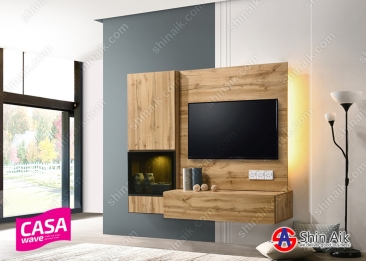 VARIO 08 (6'ft) Cedar & Grey Two-Tone Modern Feature Wall-Mounted TV Cabinet
