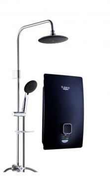 (Stock Clearance) Salvo RWH-S701D-RCB Instant Water Heater with DC Silent Pump & 3-Way Shower Set – Carbon Black 3.8kW