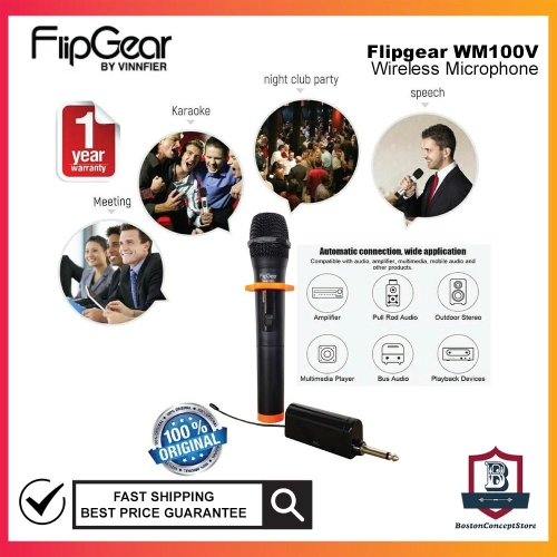 Vinnfier Flipgear WM100V Professional Wireless Microphone System With Receiver High End Portable 6.35mm
