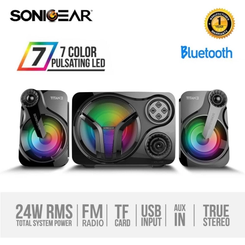 SonicGear Titan 3 BTMI USB Bluetooth Portable Music Synchronized Light Display Speaker | 24 Watts Powerful Audio