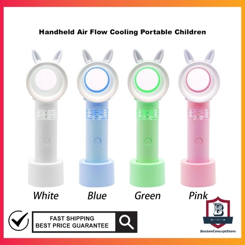 Handheld Air Flow Cooling Portable Children Led Mute Circular Bladeless Fan