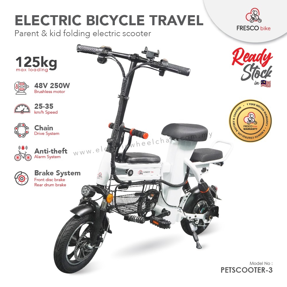 Electric Folding Bicycle Travel Parent & Kid Folding Electric Scooter  Bicycle Electric Bicycle - Fresco Bike Kuala