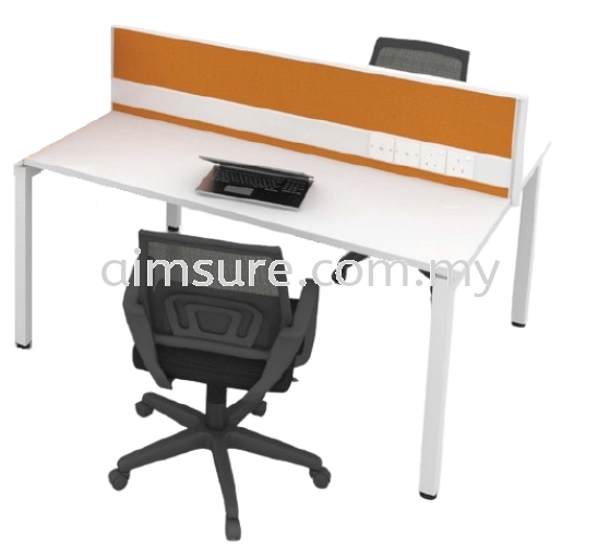 2 cluster desking workstation with wire trunking and U leg