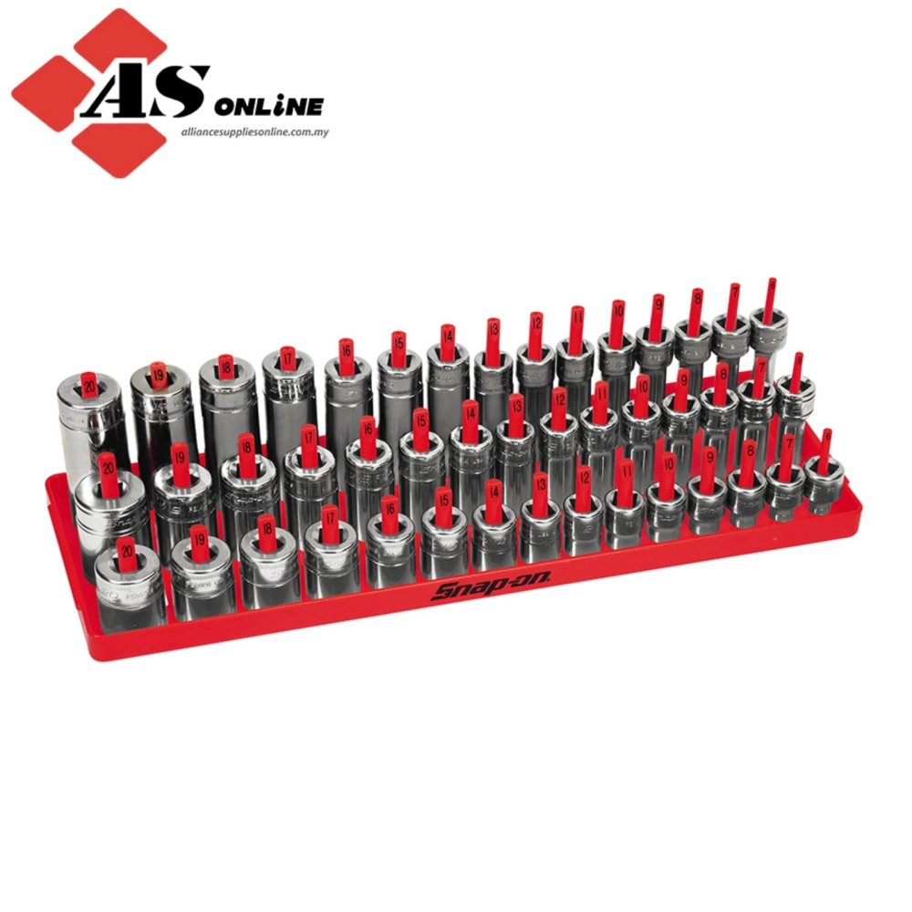 SNAP-ON 3/8" Metric Post 3-Row Socket Tray (Snap-on Red) / Model: KA383METRD