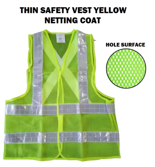[LOCAL] Thin Safety Vest Yellow Netting Coat (FREE SIZE)