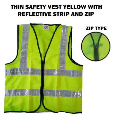 [LOCAL] Thin Safety Vest Yellow With Reflective Strip and Zip (FREE SIZE)