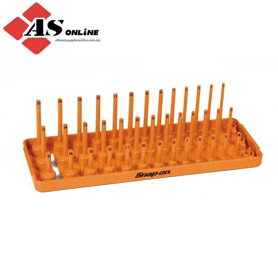 SNAP-ON 1/4" Metric Post 3-Row Socket Tray (Electric Orange) / Model: KA143METOR