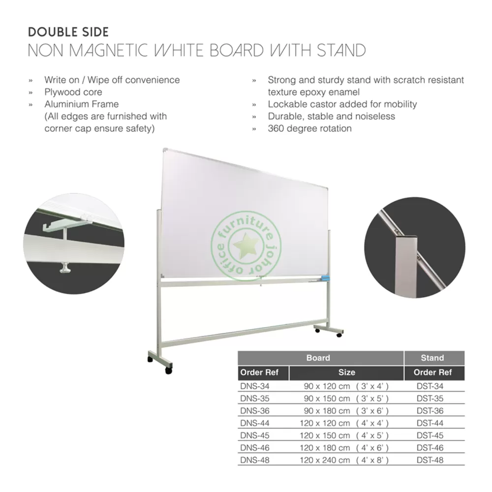 Double Side White Board with Mobile Stand