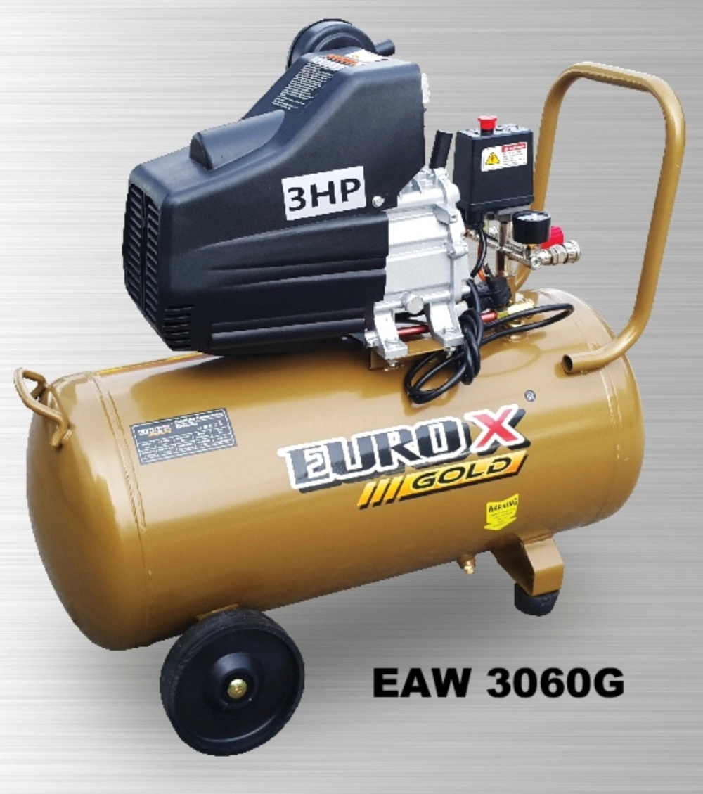 EUROX EAW3060G 3HP PORTABLE AIR COMPRESSOR  -  8 BAR, 60LTR, 130L/MIN