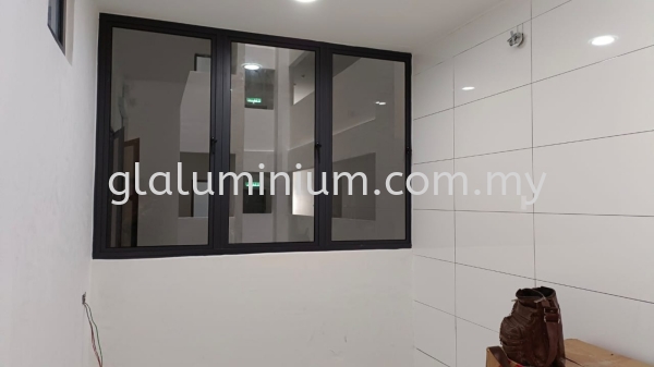 Casement window 3 panels ( Powder coated Grey + Euro grey glass) @Trade Garden, Jalan Balakong, Cheras  Casement window 3 panels Aluminium Casement Windows  Selangor, Malaysia, Kuala Lumpur (KL), Cheras Supplier, Installation, Supply, Supplies | GL GLASS & ALUMINIUM TRADING