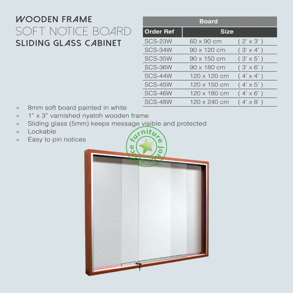 SLIDING GLASS SOFT NOTICE BOARD