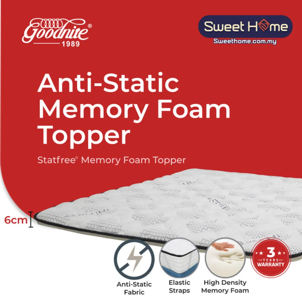  Goodnite Statfree Memory Foam Topper (Single/ Super Single/ Queen/ King)