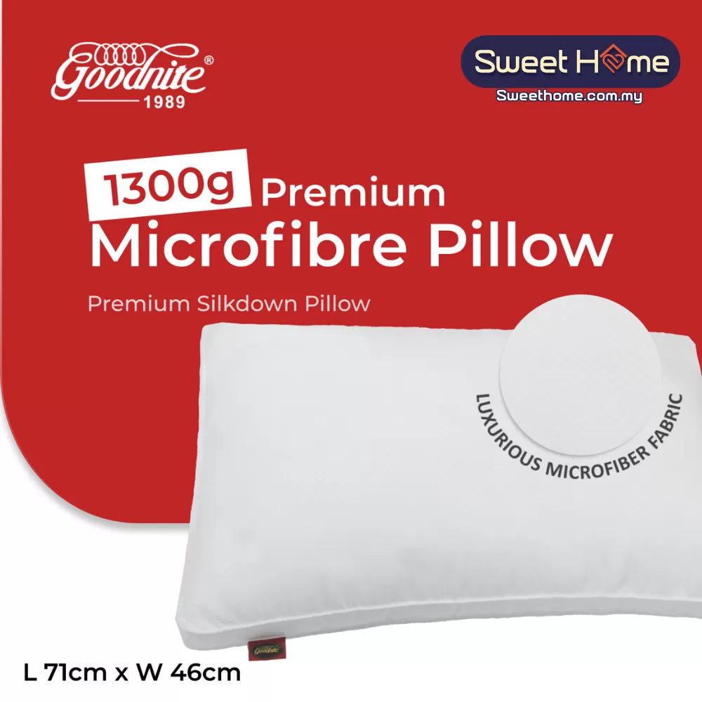 Goodnite Premium Silkdown Pillow 71cm x 46cm x 1.3kg (100% Microfiber)