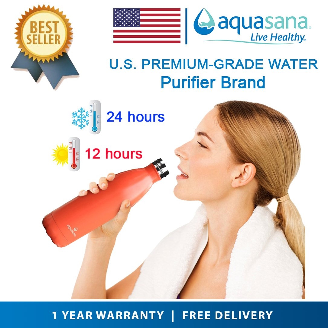 AQUASANA 25 OZ./750 ML Stainless Steel Insulated Bottle Thermos Bottle  Thermos Flask Shower Filter &