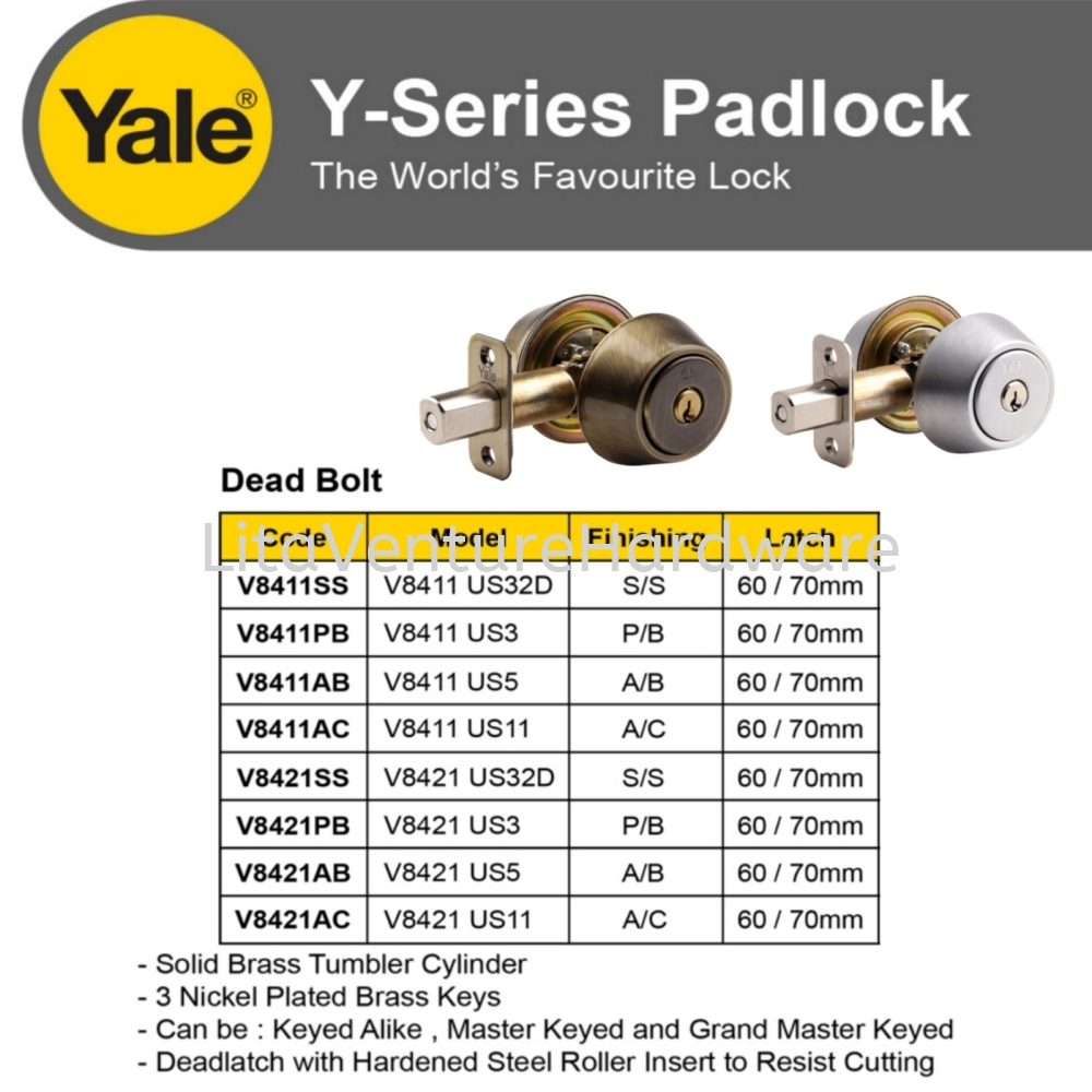 YALE DEAD BOLT DOOR LOCK