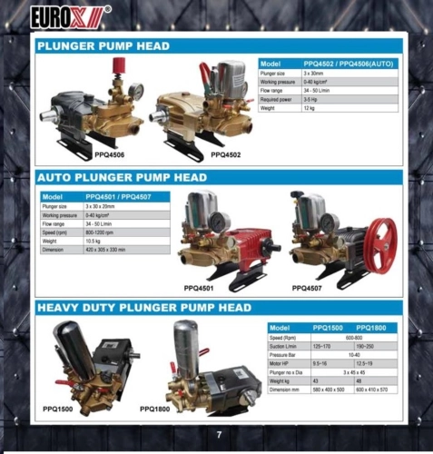 EuroX PPQ4507/PPQ4506/PPQ1500/PPQ1800 Sprayer Pump with Standard Accessories