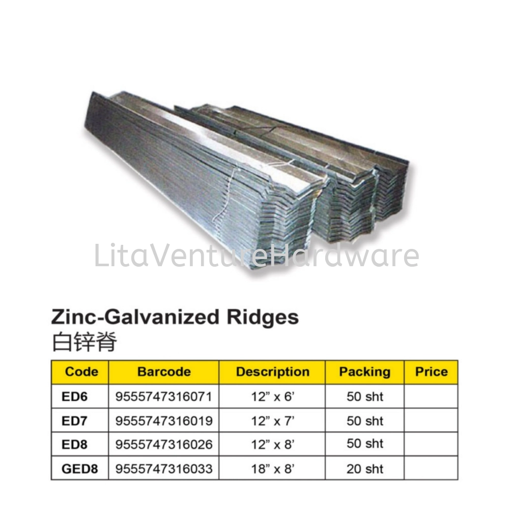 ROOFING AND ZINC PLATED