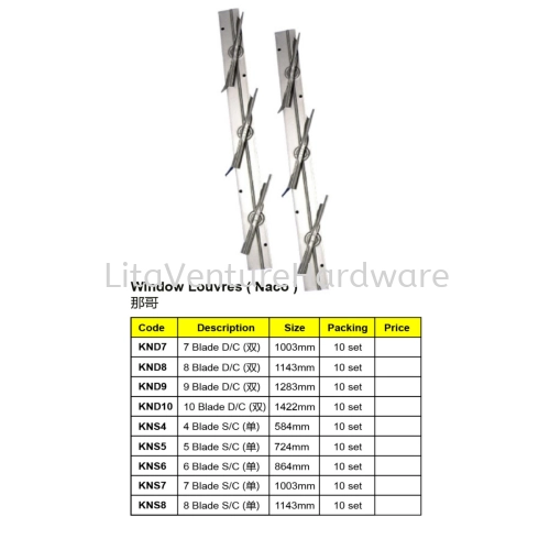 WINDOW LOUVRES NACO FRAME