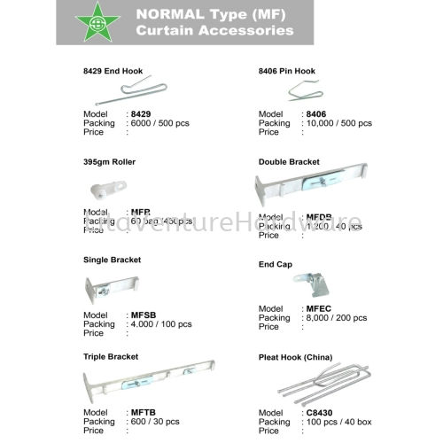 NORMAL TYPE (MF) CURTAIN ACCESSORIES