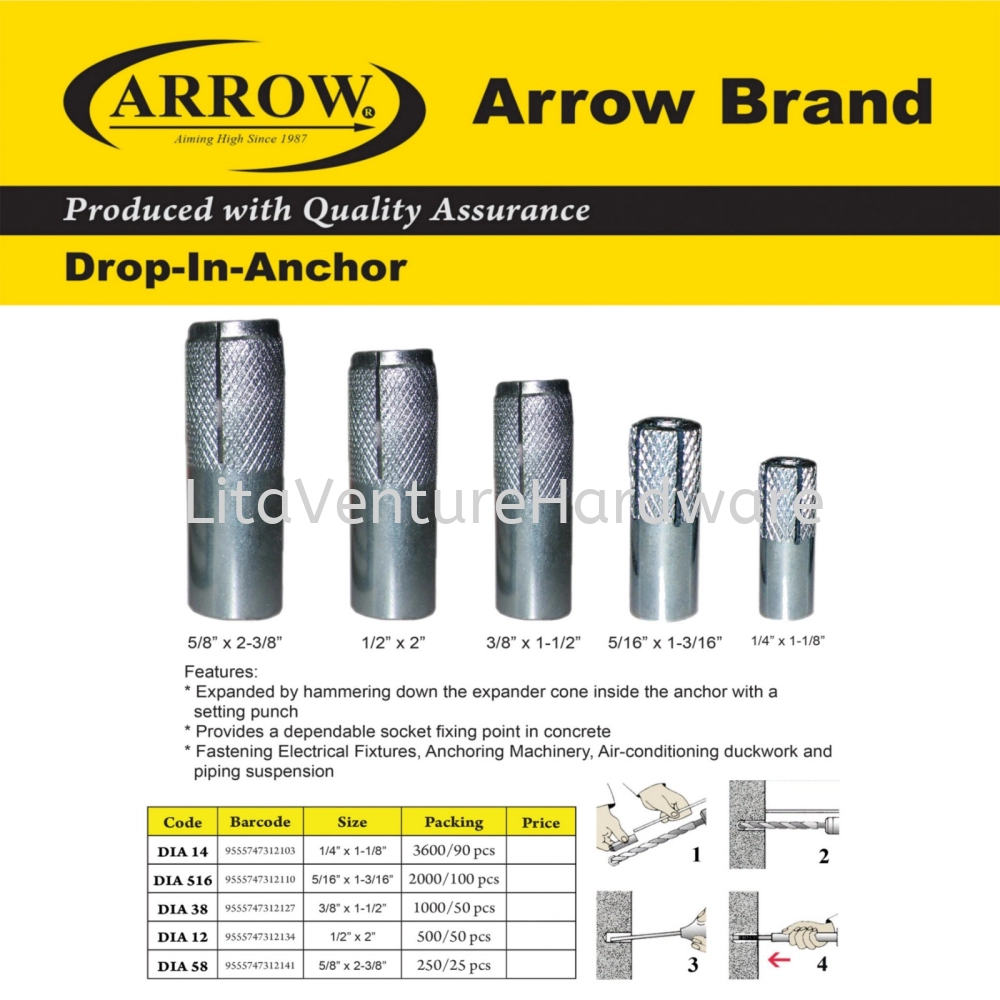 ARROW BRAND DROP IN ANCHOR