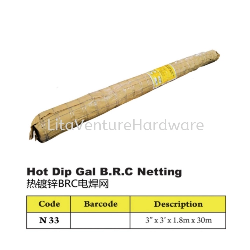 HOT DIP GALVANIZED BRC NEETING 3INCH HOLE 3FT X 1.8MTR X 30MTR:ROLL