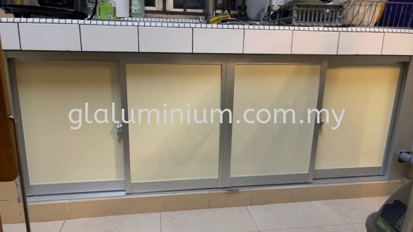 Cabinet sliding door 4 panels ( aluminium silver + aluminium composite panels yellow) @Jalan Sri Hartamas 5,Taman Sri Hartamas  aluminiun Cabinet sliding door Selangor, Malaysia, Kuala Lumpur (KL), Cheras Supplier, Installation, Supply, Supplies | GL GLASS & ALUMINIUM TRADING