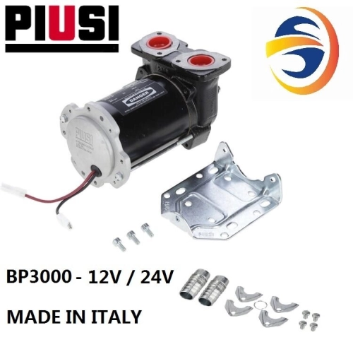 PIUSI BP3000 12V /24V DC DIESEL TRANSFER PUMP - FLOW RATE 50L/MIN, MAX PRESSURE 1.5 BAR, 3.6KG, MADE IN ITALY