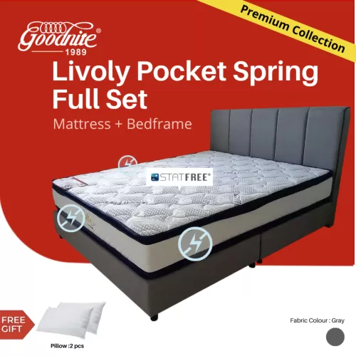  Goodnite Statfree Livoly Pocket Spring Mattress Bedframe + Mattress