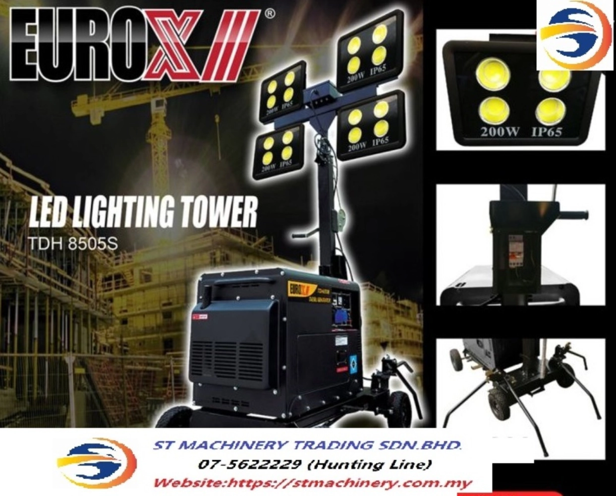 EuroX TDH-8505 LED Lighting Tower (4 X 200W LED LIGHT)