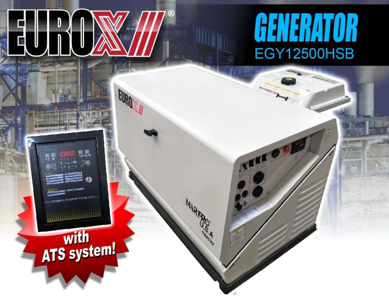 EUroX EGY12500HSB 10KW /240V GASOLINE GENERATOR