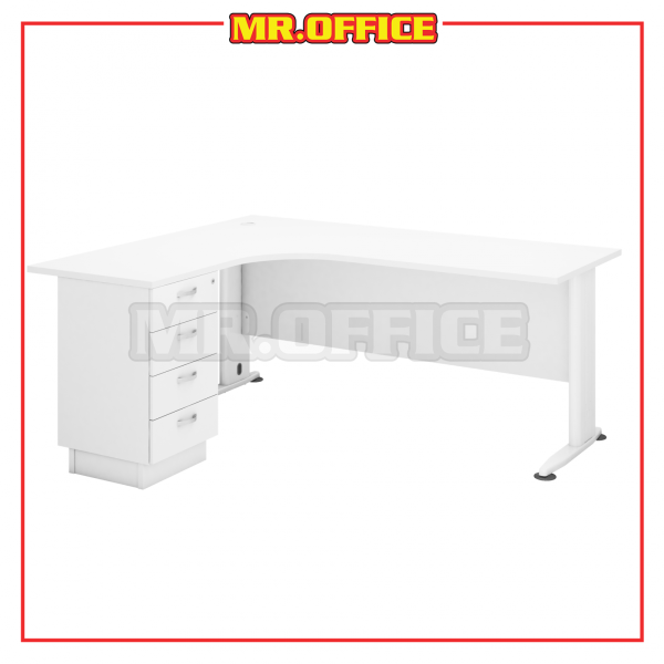 H-SERIES COMPACT L-SHAPE METAL J-LEG TABLE SET WITH 4-DRAWERS FIXED PEDESTAL (COLOR : ALL WHITE) H-SERIES OFFICE TABLES Malaysia, Selangor, Kuala Lumpur (KL), Shah Alam Supplier, Suppliers, Supply, Supplies | MR.OFFICE Malaysia