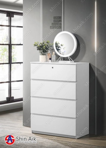 CD92121(KD) White Modern Minimalist 4-Drawer Chest